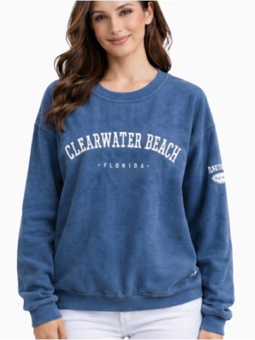 Clearwater Beach Blue Textured Oversized Sweatshirt